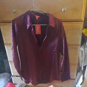 2 For $15 GUESS GALINDA Women's Burgundy Top